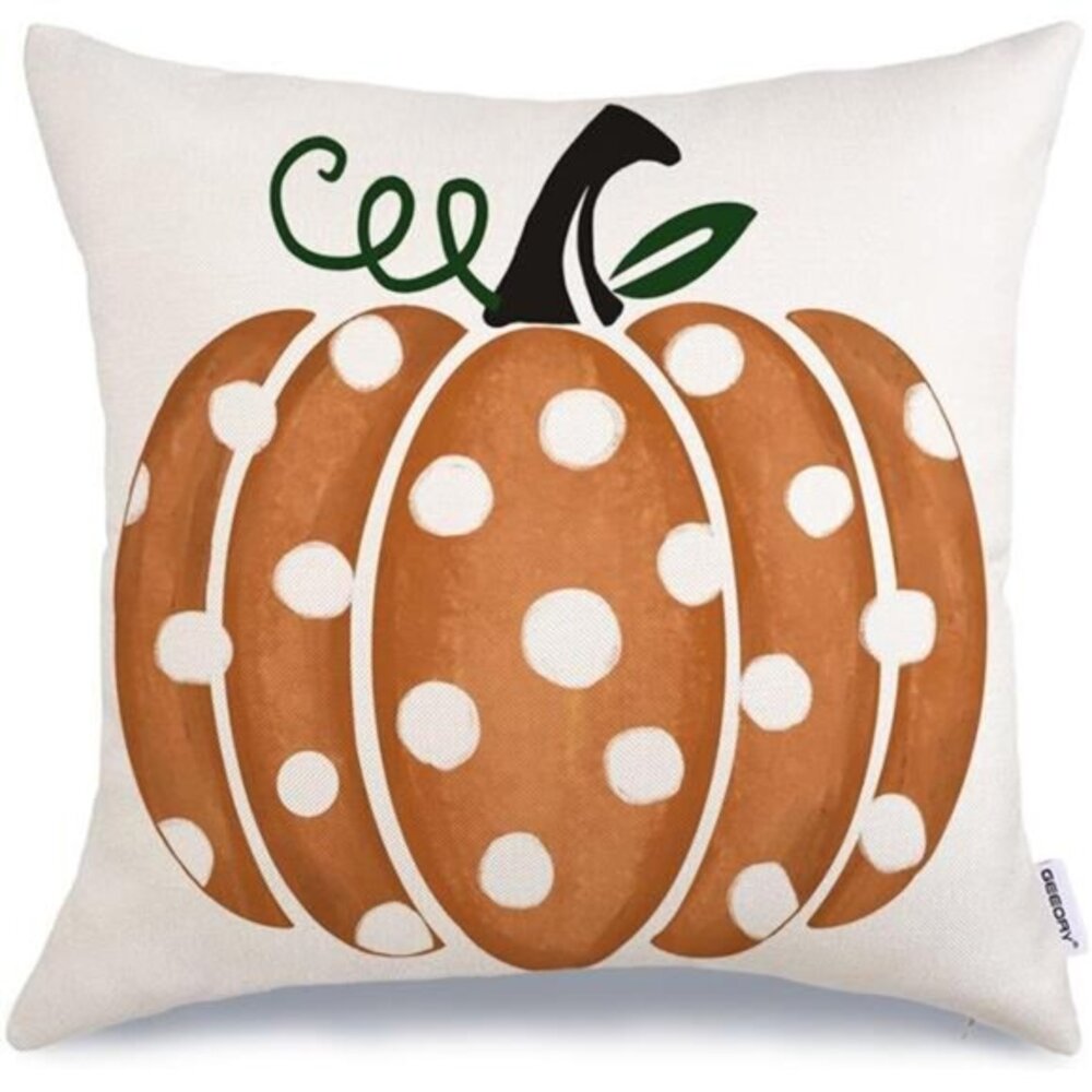 Fall Polka Dots Pumpkin Pillow Covers - 18x18 Inch Decorative‎ Throw Covers